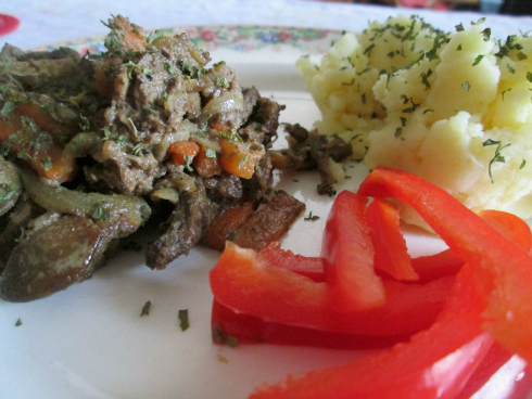 Simple Chicken Livers and Potatoes