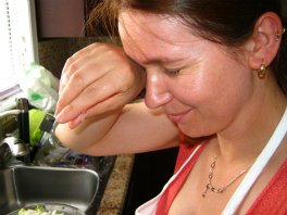 Monika Fraczek crying over onions, not Chef!  